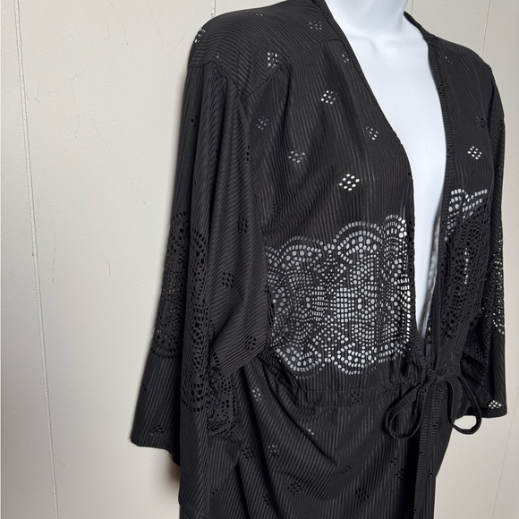 Dotti Women’s Black Lace Overlay Drawstring Waist Swimsuit Coverup Size XL - Picture 5 of 9